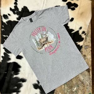 Pretty in pink, dangerous in camo tee